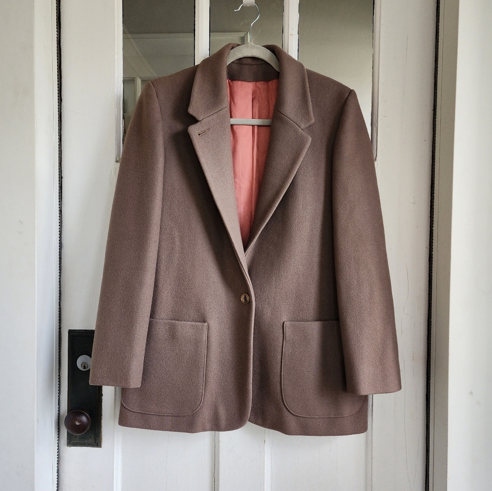 Talbots 100% Wool Tan Single Button Blazer Jacket